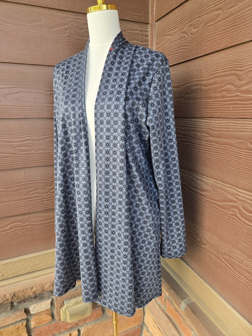 Azules Women's Open Front Gray Geometric Cardigan Size Large NWOT